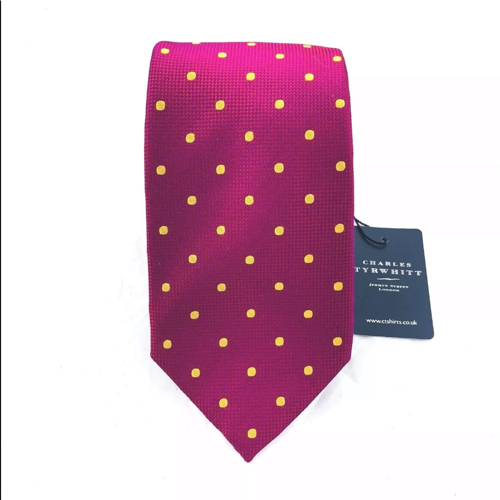 Charles Tyrwhitt Mens SILK Tie FUCHSIA and YELLOW